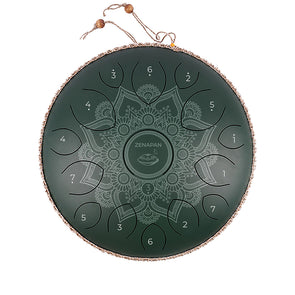 tongue drum, tongue drum 432hz mandala, steel tongue drum, tambour a langue, acheter, prix, 15 notes, vert kaki